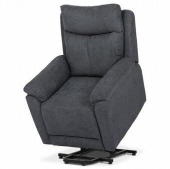 Relaxační křeslo, elektrické ovládání, šedá látka TV-336