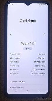 Mobilní telefon Samsung a12, 4/128GB, PĚKNÝ