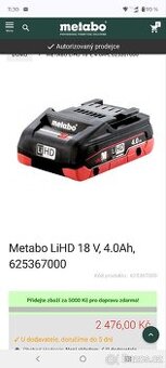 Aku baterie Metabo 18V/4Ah LiHD