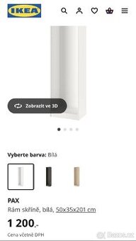 IKEA PAX / skříň s dveřmi bílá - 201 cm x 50 x 35