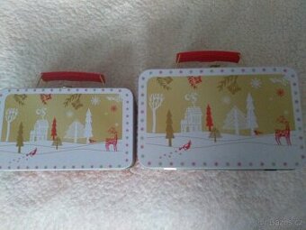 2 plechové vánoční kufříčky - nové
