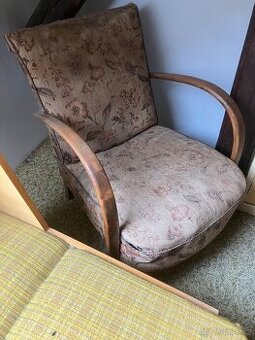 🪑 Retro křeslo s ohýbanými područkami – styl Halabala