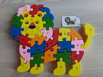 Vzdělávací dřevěné puzzle lev
