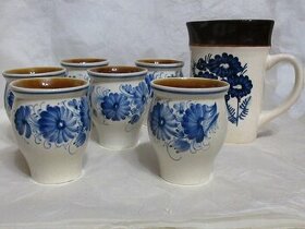 Sada modře zdobené Hrdějovické keramiky - 1