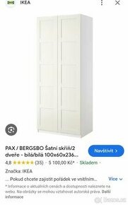 Bílá šatní skříň Ikea