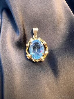 💎Krásný zlatý přívěsek s akvamarínem 585 – 4,44 g