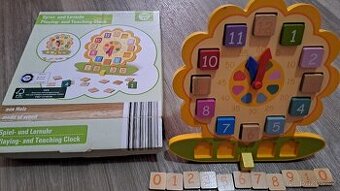 Hodiny dřevěné barevné na učení