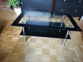 Konferenční stolek, skleněný, černý