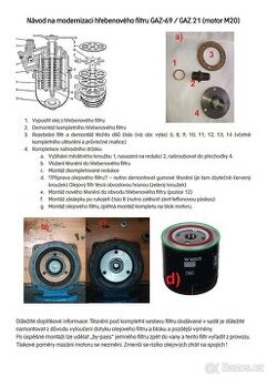 Redukce olejového filtru motoru M20 pro GAZ 69,VOLHA 21, UAZ