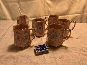 Sada 6ti hrnečků Jitka z růžového porcelánu