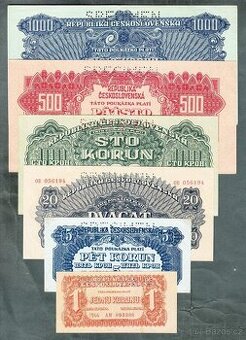 Staré bankovky KOMPLET SESTAVA 1944 pěkný stav