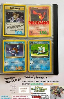 Kusové Pokémon VINTAGE karty (KARTY STARÉ PŘES 25LET)(3)