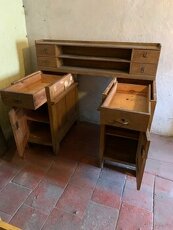 starožitný fládrovaný psací stůl - 1