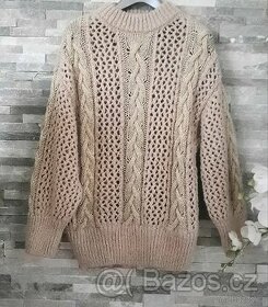 Dámský béžový svetr s lurexem, zn. Zara - 1