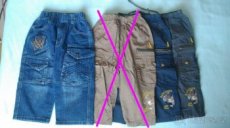 KH01-104 Kalhoty 3 ks - plátěné+džíny - vel.98-104 - 1