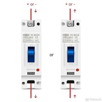 200A 250V DC 1P JISTIC odpojovac pro FVE baterie akumulatory