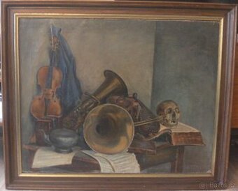 Zátiší s hudebními nástroji.