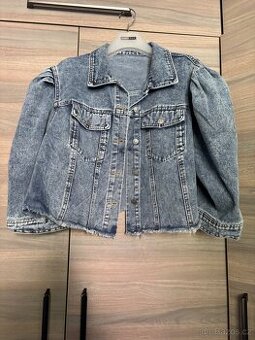 Riflová bunda s nařasenými rukávy 4XL