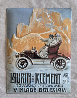 Retro vintage plechova tabule Laurin & Klement