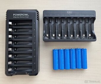 6x nabíjecí baterie 3,7V 750mAh a 2x nabíječka