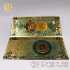 Sběratelská bankovka 1 BIT.COIN ve zlaté barvě. - 1