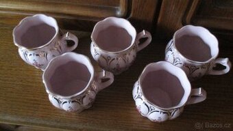 RÚŽOVÝ PORCELÁN 5 HRNKÚ ZN. H a C HORN SLAVKOV