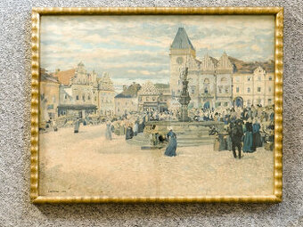 JAN DĚDINA: ŽIŽKOVO NÁMĚSTÍ V TÁBOŘE, 1910, REPRODUKCE