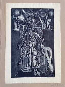 Jiří Kodym / akvatinta / grafika / velkoformátová / 1968