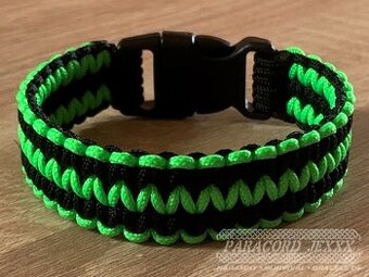 Paracord náramek (19 cm) black - neon