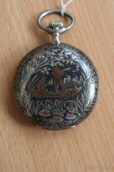 Historické starožitné stříbrné, tulové kapesní hodinky - 1