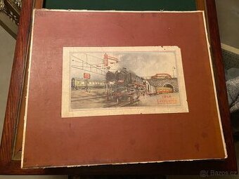 Stará hračka,plechový vláček IGLA lastra