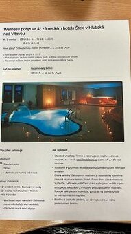 prodám 2-denní dárkový voucher na wellnes pobyt pro 2 osoby