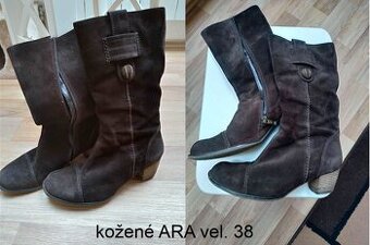 Kvalitní kožené kozačky ARA vel. 38
