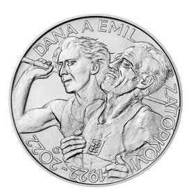 Stříbrné mince 200 Kč Zátopkovi 2022 + aršík známek