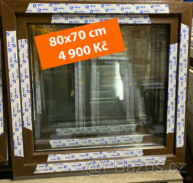 plastové okno ořech 80x70 cm