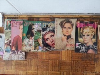 Časopisy o módě, střihy na šití a pletení, bavlnky