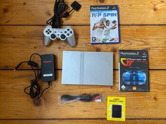 Konzole PS2 Playstation 2 stříbrný ovladač hry