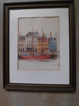 Obraz v paspartě, přístav