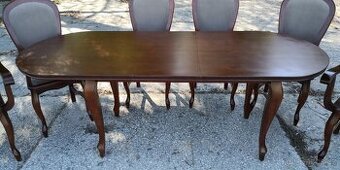 Masivní rozkládací stůl+6 židlí