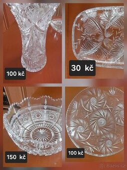 Prodám růžový porcelán a broušené sklo