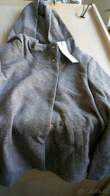 Zimní kabát ONLY, nový, šedý s kapucí, dámský