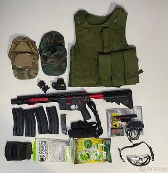 Airsotftová elektrická zbraň + vybavení