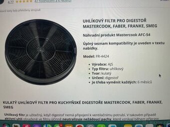 4x Uhlikovy filtr pro digestor