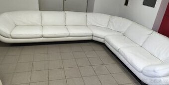 Kožená designová rohová sedací souprava - jak NOVÁ, TOP STAV