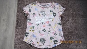 Triko H&M, triko s plameňákem, vel. 134 - 1