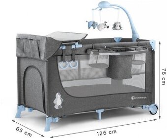 KINDERKRAFT Postýlka cestovní Joy s doplňky Blue