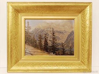 Obraz Tatry z Hrebienku ke Kamzíku 1932, olej 46x55