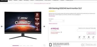 MSI Gaming G32C4X herní monitor 31,5'