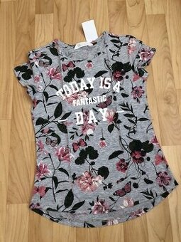 Dívčí tričko s kytičkami, NOVÉ, vel.170, zn.H&M