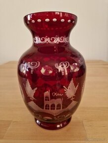 Retro váza- rubínové sklo, Egermann Nový Bor